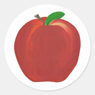 Whole Ripe Red Apple Stem Leaf Stickers