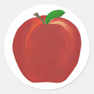 Whole Ripe Red Apple Stem Leaf Stickers