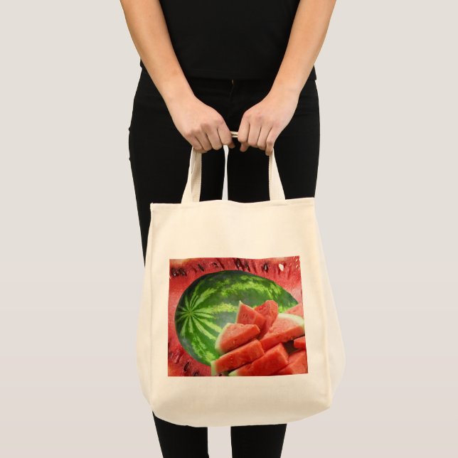 Whole Watermelon & Slice Photo Art Tote Bag (Front (Product))