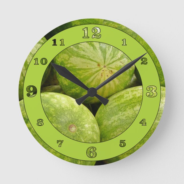 Whole Watermelons Numbered Round Clock (Front)