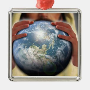 Whole World in His Hands Metal Ornament