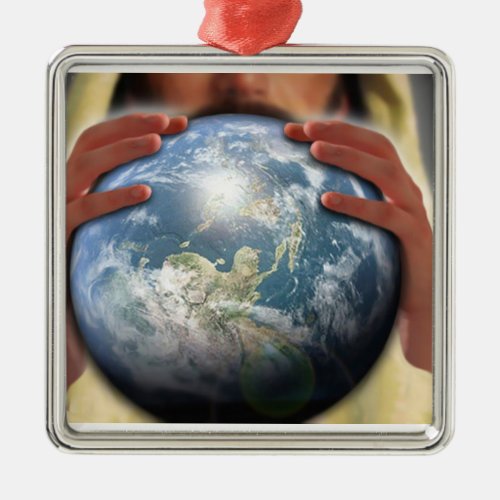 Whole World in His Hands Metal Ornament