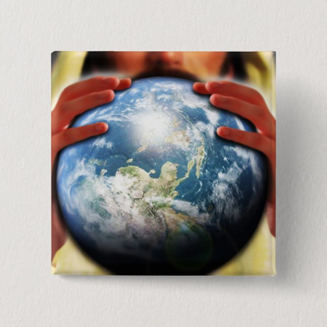Whole World in His Hands Pinback Button (Front)