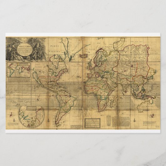 Whole World Map by Herman Moll (1719) (Front)