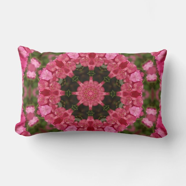 Wholeness l Pink Floral Mandala Lumbar Pillow (Front)