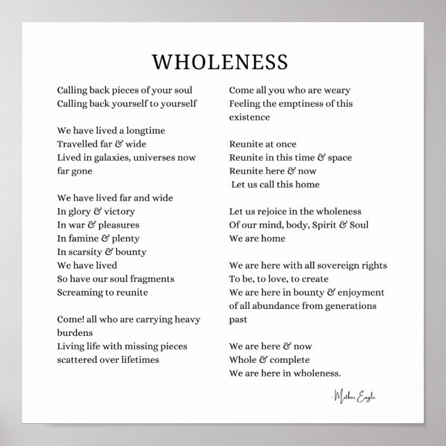 Wholeness Soul Self Love poem poster wall art (Front)