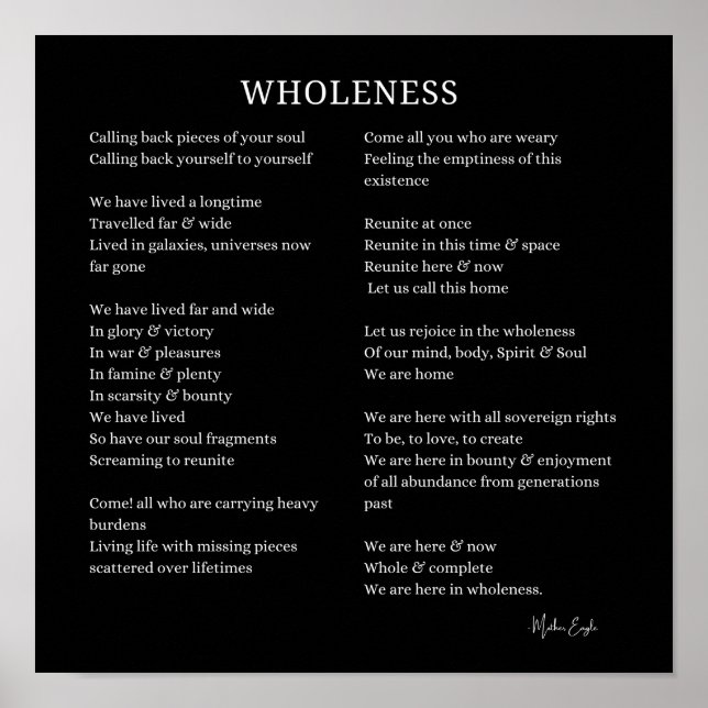 Wholeness Soul Self Love poem poster wall art poet (Front)