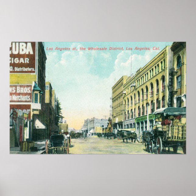 Wholesale District Scene on Los Angeles Street Poster (Front)
