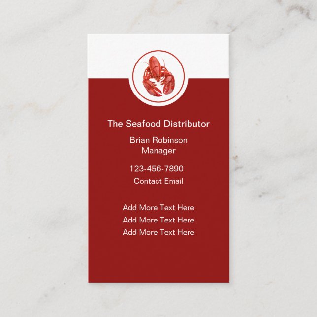 Wholesale Seafood Distributor Business Cards (Front)