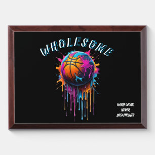 Wholesome Basketball Rainbow Paint Drip Sport Grap Award Plaque