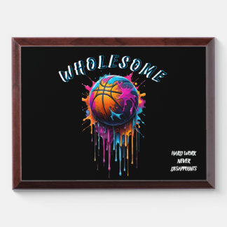 Wholesome Basketball Rainbow Paint Drip Sport Grap Award Plaque