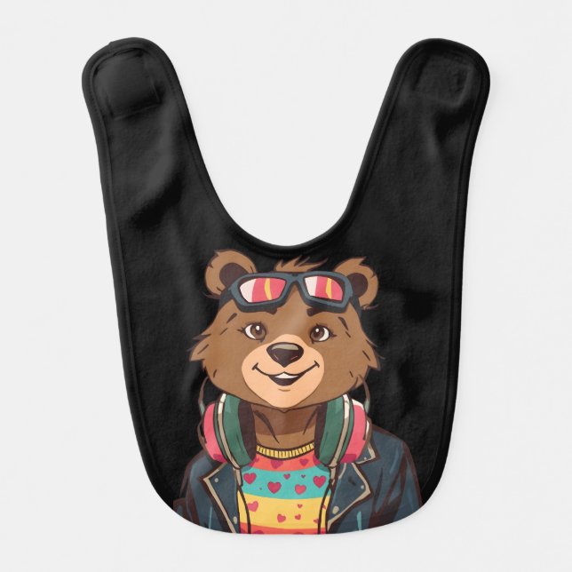 Wholesome Bear – Cozy, Colorful and Heartwarming Baby Bib (Front)