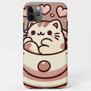 Wholesome Cat & Coffee-Cute Kawaii Kitty in Teacup iPhone 11 Pro Max Case