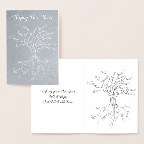 Wholesome Happy New Year Love Tree of Life Artsy Foil Card