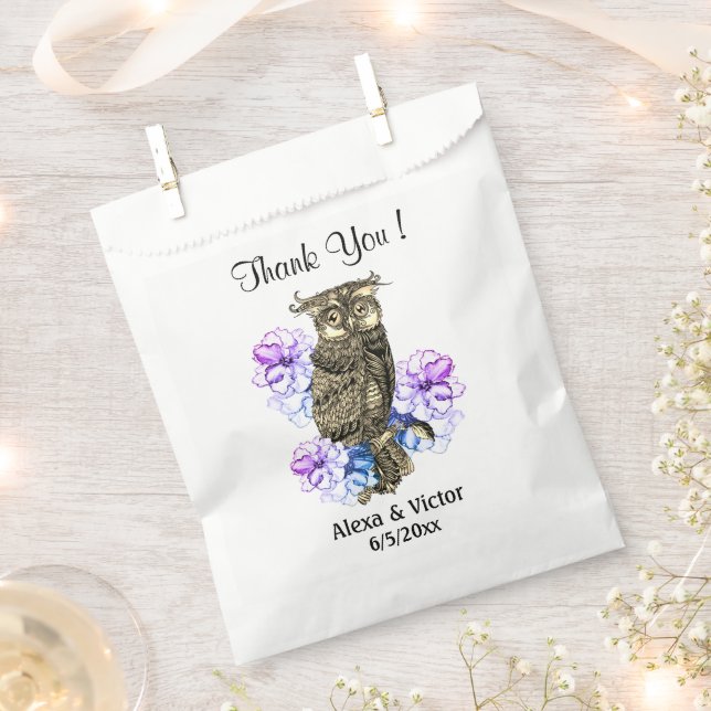Whoo? Got Married Purple Thank You Favor Bag (Clipped)