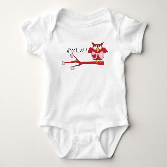 Whoo Loves You Valentine Baby Bodysuit (Front)