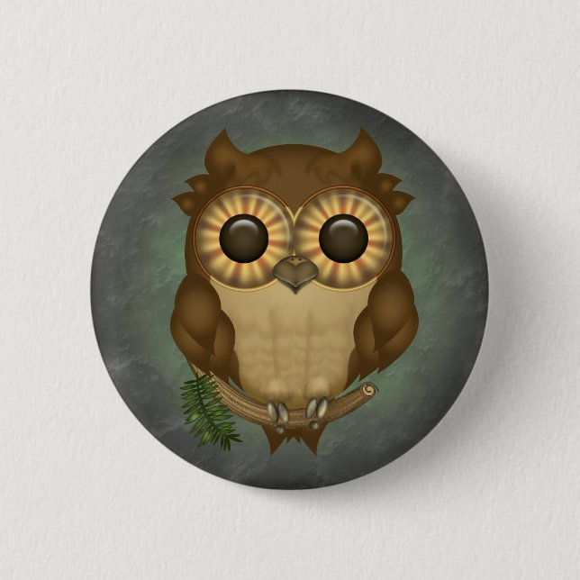Whoolio The Cute Owl Round Buttons (Front)