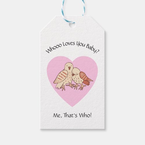 Whooo Loves You Baby Cute Owls Valentine Holiday Gift Tags