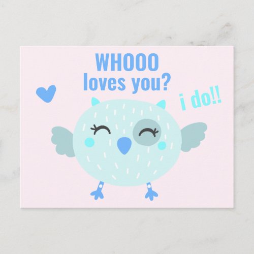 WHOOO loves you _ Cute Owl Classroom Valentine  Postcard