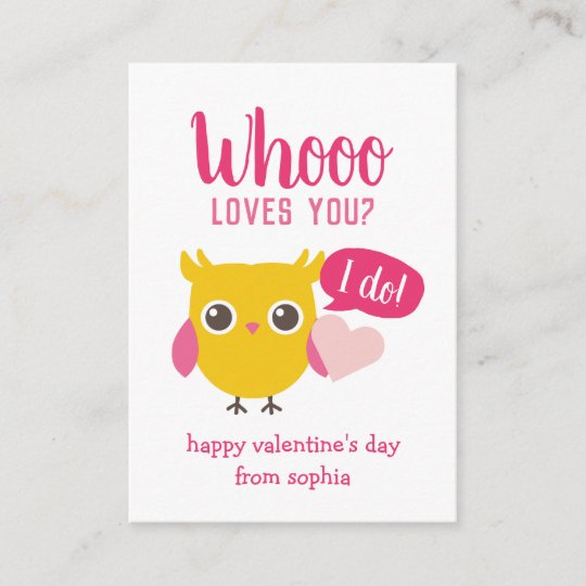 Whooo Loves You Owl Kids School Valentine's Cards 