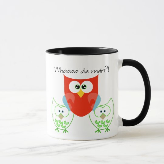 Whooooo da man?! 3 Retrol Colored Owls Mug
