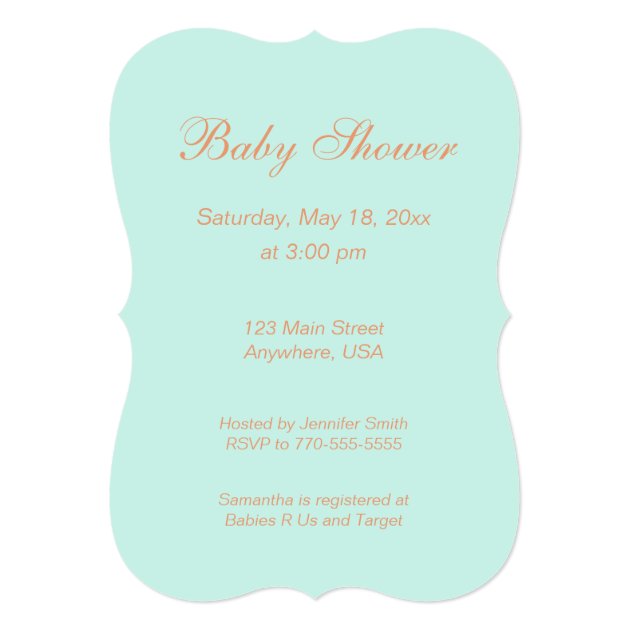 Whooo's Having A Baby Girl? Aqua & Peach Invitation