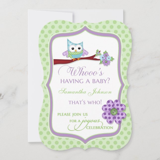 Whooo's Having a Baby? Owl Shower Invitation (Front)