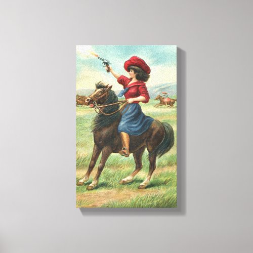 Whoopin Vintage Cowgirl 9x145 Canvas Print