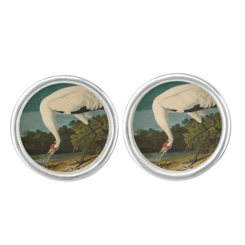 Whooping Crane Audubon Bird Painting Cufflinks