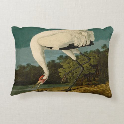 Whooping Crane Audubon Bird Painting Decorative Pillow