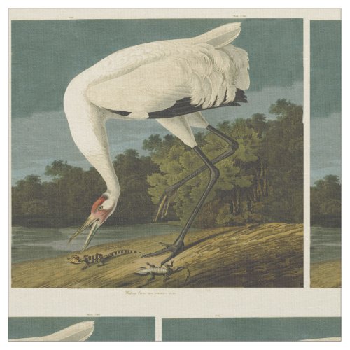 Whooping Crane Audubon Bird Painting Fabric