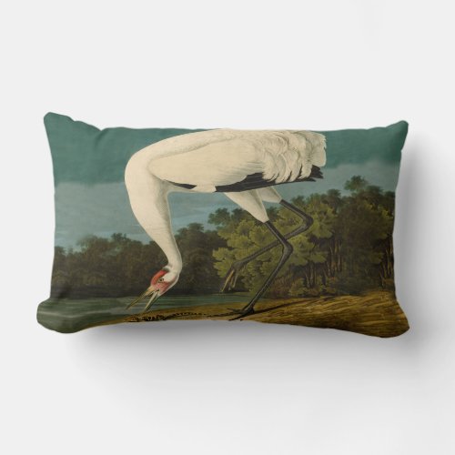 Whooping Crane Audubon Bird Painting Lumbar Pillow