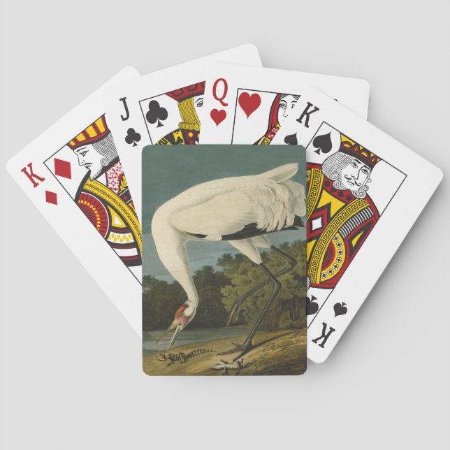 Whooping Crane Audubon Bird Painting Poker Cards (Back)