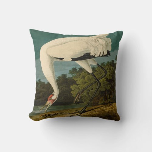 Whooping Crane Audubon Bird Painting Throw Pillow