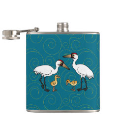 Whooping Crane Family Vinyl Wrapped Flask, 6 oz.