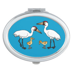 Whooping Crane Family Oval Compact Mirror