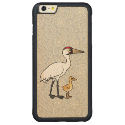 Whooping Crane with Chick Carved iPhone 6 Plus Slim Wood Case