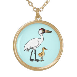 Whooping Crane with Chick Medium Necklace