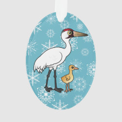 Whooping Crane with Chick Oval Acrylic Ornament