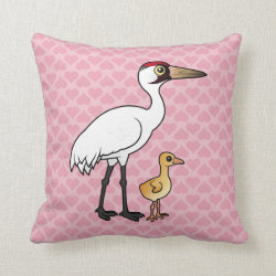 Whooping Crane with Chick Cotton Throw Pillow