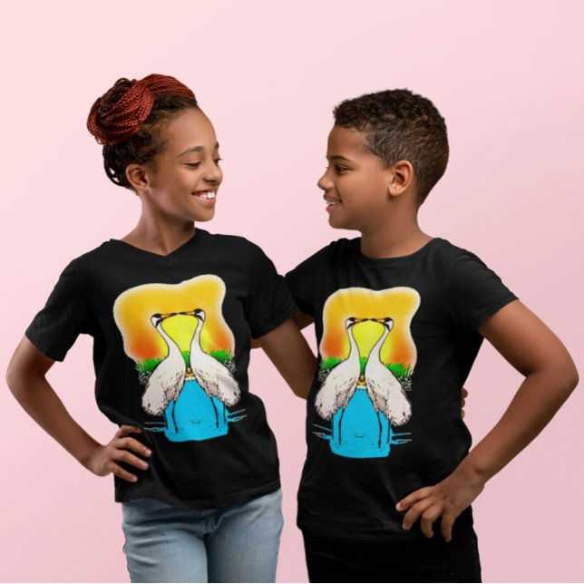 Whooping Cranes Birds in Love Kids T-Shirt (Whopping Cranes in Love Light Colored Kid's T-Shirt)