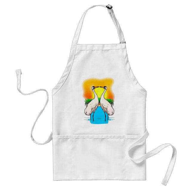 Whooping Cranes in Love Adult Apron (Front)