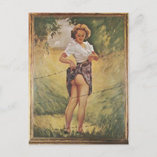 Whoops  Vintage pin up girl Art Postcard