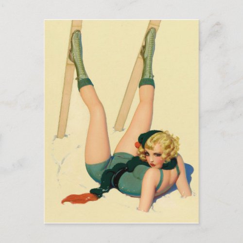 Whoops  vintage pin up girl art postcard