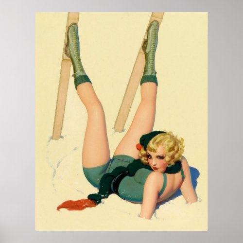 Whoops  Vintage Pin up girl art poster