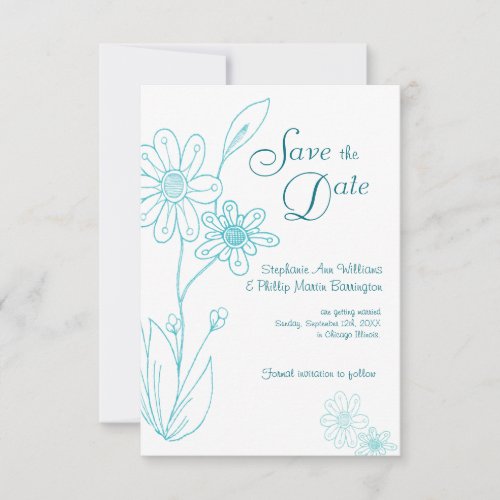 Whoopsie Daisy Simple Aqua Blue Save the Date Invitation