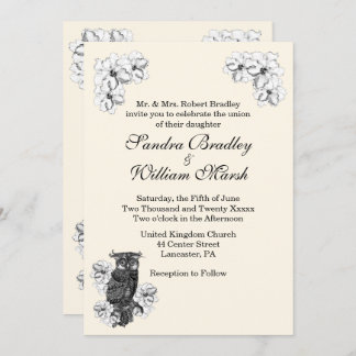 Whoo's Getting Married Cream Wedding Invitation