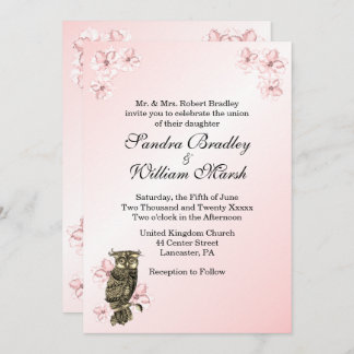 Whoos Getting Married Pink Owl Wedding Invitation