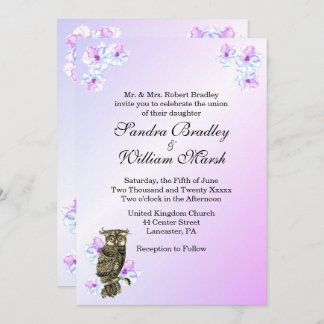 Whoos Getting Married Purple Owl Wedding Invitation