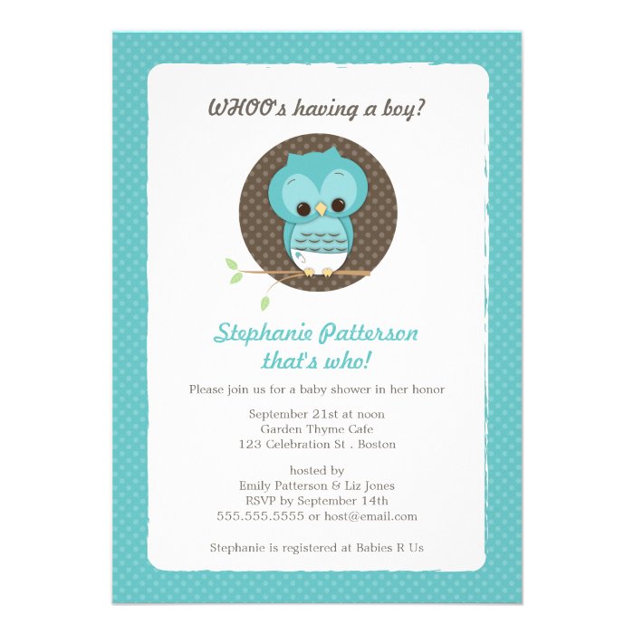 Whoo's Having a Boy? Owl Baby Shower Invitation